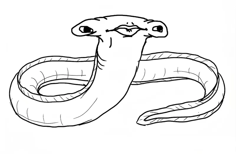 Vladimir, a wide-faced eel lying flat