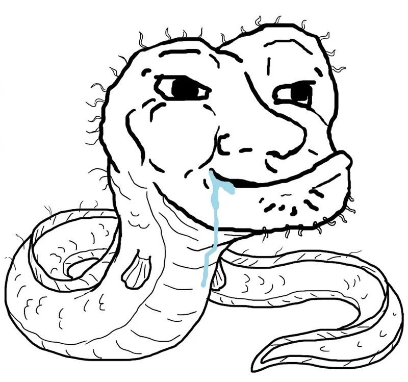 Uncle Drip, a stern eel relative with blue drool