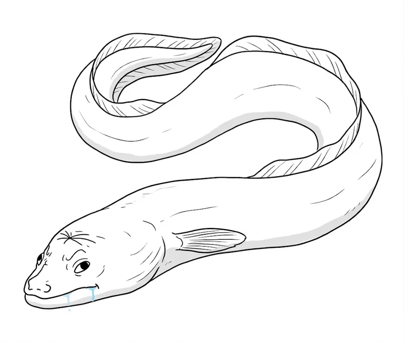 Kevin, a long smooth eel lying low